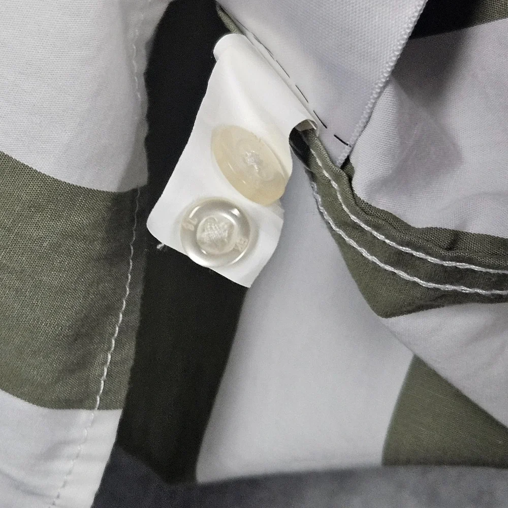 Banana Republic Luxe Poplin Green White Striped Button-Up Shirt Tall XL Slim Fit
